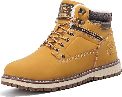 ARRIGO BELLO Mens Winter Boots Snow Casual Booties Warm Fur Mesh Lined Ankle Outdoor Lightweight Non-Slip Trekking Walking Leather Shoes