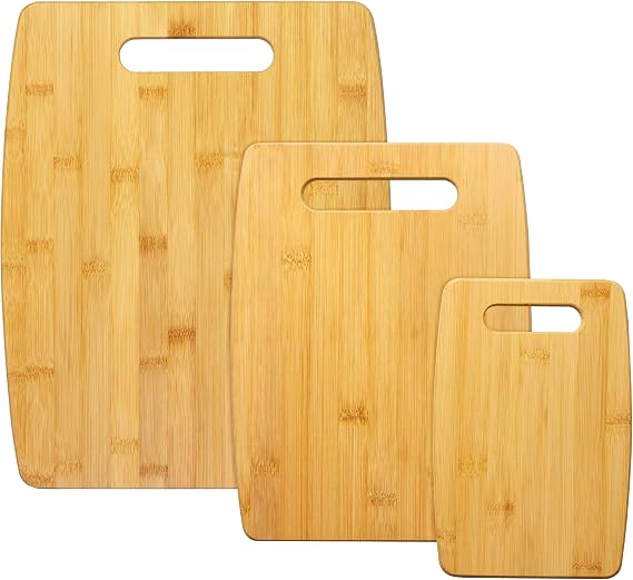 Totally Bamboo 3-Piece Cutting Board Set; 3 Assorted Sizes of Bamboo Wood Cutting Boards for Kitchen