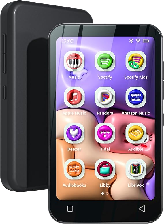 TIMMKOO 80GB Kids MP3 Player with Bluetooth, Parental Controls, Pre-Installed Spotify, Audible, 4" MP4 Player (Black)
