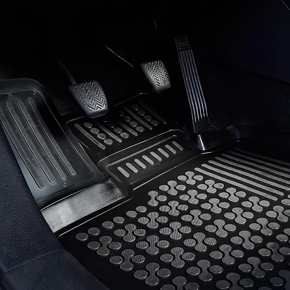 REZAW-PLAST Rubber Car Mats Compatible with 2014 2015 2016 2017 2018 2019 Toyota Highlander Floor Mats 3 Rows Tailored Anti Slip Custom Fit Black