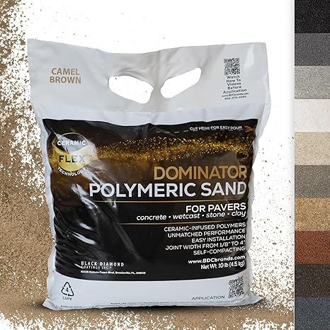 10 Pound Camel Brown DOMINATOR Polymeric Sand with Revolutionary Ceramic Flex Technology for Stabilizing Paver Joints/Gaps, 1/8 up to 4, Professional Grade Results