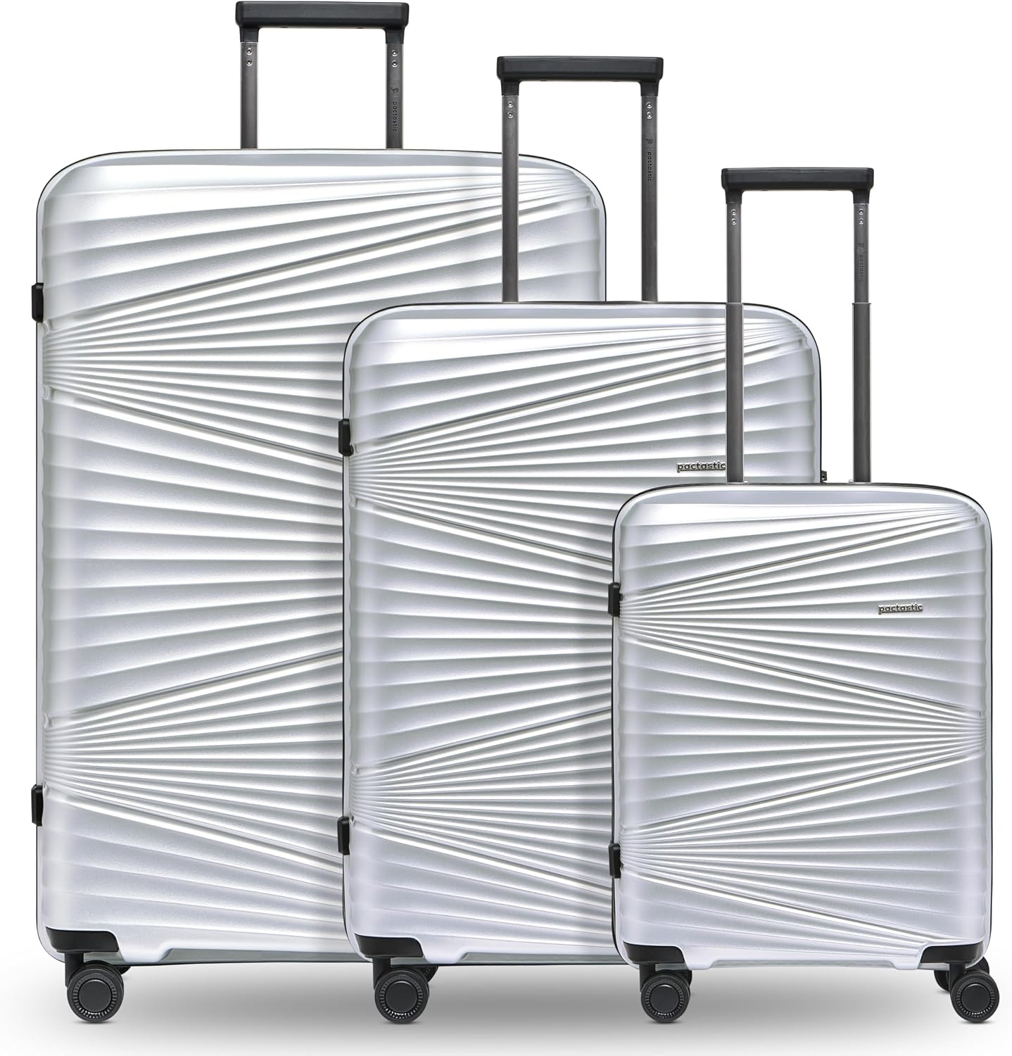 Pactastic Ultra Light Hard Shell Suitcase Set 3-Piece Robust Polypropylene Material 4 Double Wheels & TSA Lock (Collection 02)