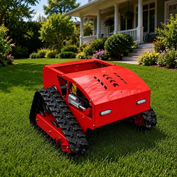 Remote Control Lawn Mower with Tracks Adjustable Mowing Height