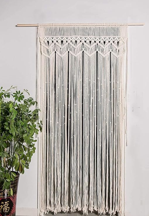 Boho Curtains Macrame Curtain Macrame Wall Hanging Beaded Curtain Bohemian Decor