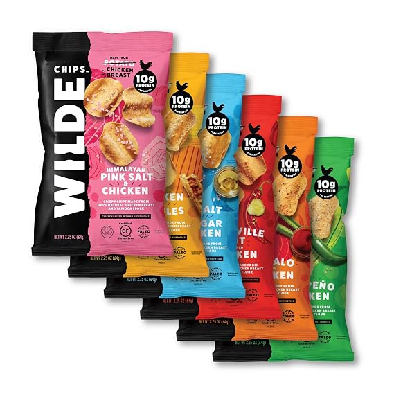 Chicken Chip Variety by Wilde Chips, 6 Flavors, 2.25oz Bag (6 Count)