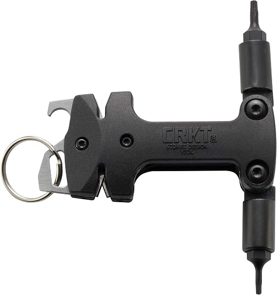 CRKT Knife Maintenance Tool Accessory, Black, 9704 | Knife Sharpener, Torx T6 & T8, Flat Screwdriver, GRN Handle, Bottle Opener, Field Use