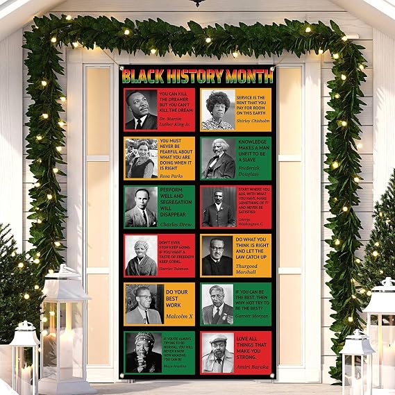 Black History Month Door Cover African American Afro Festival Classroom Front Door Banner Photography Home Porch Decoration
