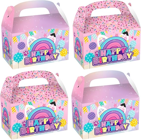 Cartoon Cat Party Candy Bags 16pcs Dollhouse Theme Goodie Gift Boxes for Kids Birthday Party Decorations Favors Supplies