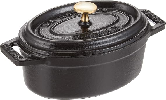 STAUB Mini Cocotte Cast Iron Casserole 11 cm 0.25 L All Types of Cookers Including Induction Oval Made in France Black