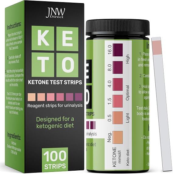JNW Direct Ketone Test Strips for Keto Diet - Urine Test [100 Strips Pack]