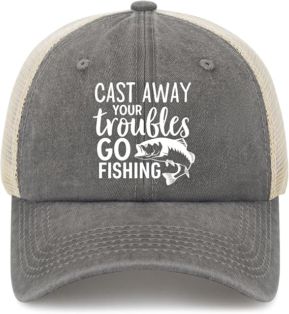 cast Away Your troufles go Fishing Sun hat Outdoor caps for Grandpa