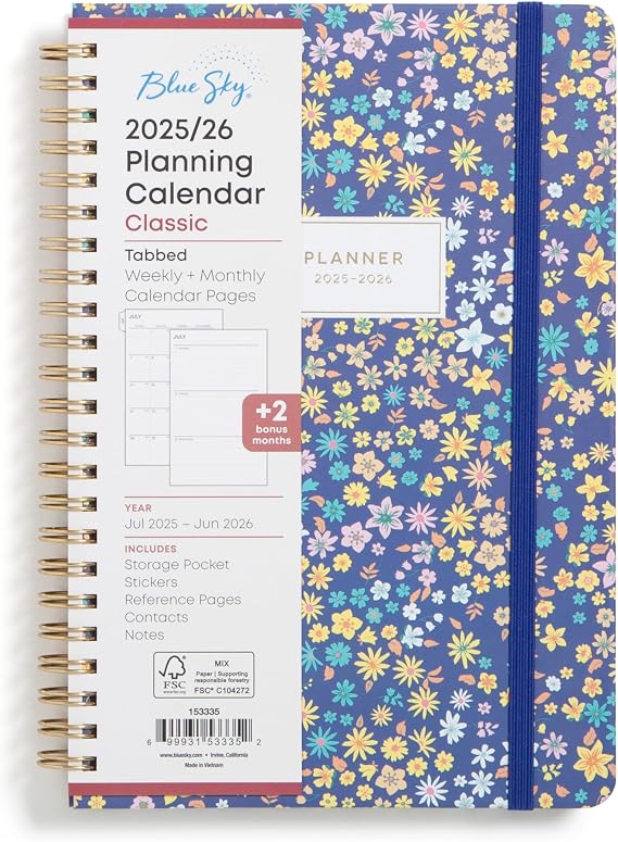 Blue Sky 2025-2026 Weekly & Monthly Academic Planner, 5"x8", Becky