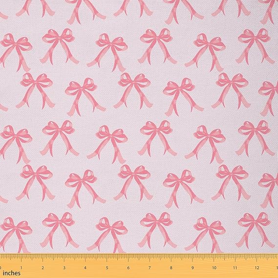 Feelyou Watercolor Bow Coquette Fabric by The Yard 1 Yard Teens Kids Soft