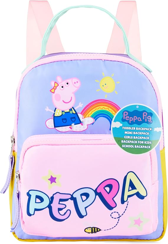 Get Trend Peppa Pig Mini Backpack for Kids Girls Toddlers 9x7 Cute Bag Travel Bag for Daycare Trips Vacation Fashion Gifts for Girls (Multi Peppa Pig)