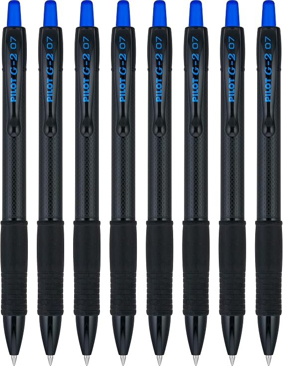 PILOT G2 Edge Blue Gel Roller Pens, Fine Point 0.7 mm, 8Pk