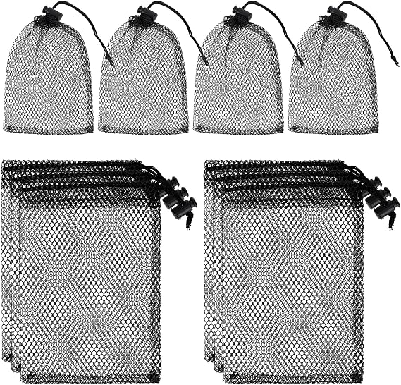 Sliverdew 10PCS Small Mesh Bags Drawstring Black Mesh Drawstring Bag Mini Nylon Net Bag with Drawstrings Small Travel Stuff Bags 6 x 4 inch