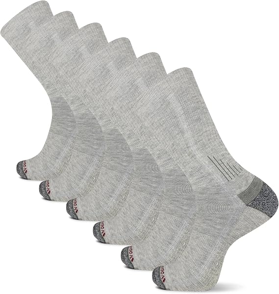 Wolverine Men's Performance Work Crew Socks - 6 Pairs - Cushioned Breathable Mesh & Moisture Wicking