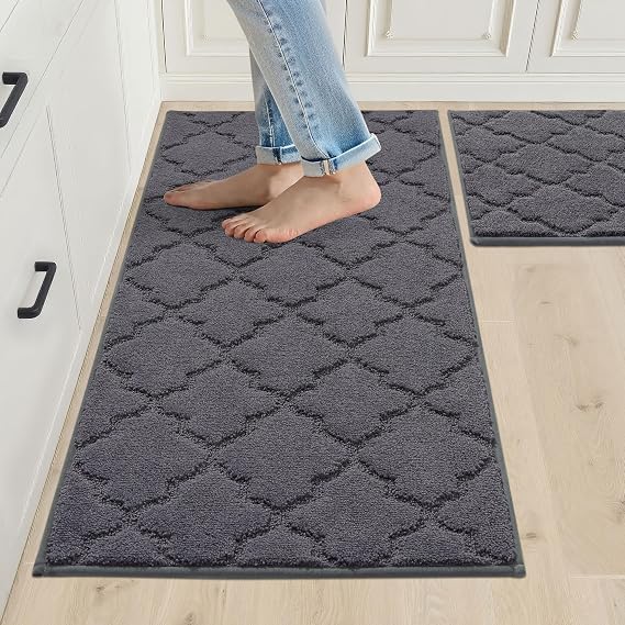 Cosy Homer Kitchen Rug Set 2-Piece Dark Grey 50 x 75 + 50 x 120 cm