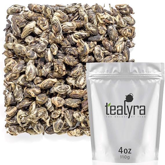 Tealyra - Jasmine Phoenix Pearls - Best Chinese Fuding Jasmine Green Loose Leaf Tea - Naturally Scented - Great Aroma and Taste - 110g (4-ounce)