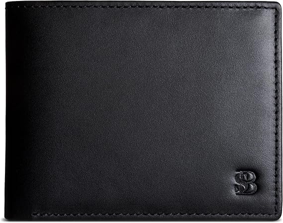 SERMAN BRANDS Bifold Wallet for Men - RFID Blocking Full Grain Leather, 12 Card Slots & ID Window, Slim Everyday Carry Billfold, Durable Stitching, Gift for Him
