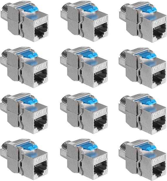 kwmobile 12 x Category 8-12 Keystone Modules for RJ45 Cable Connection Shielded Connection to Patch Panel