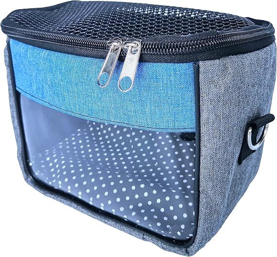 Small Animal Outgoing Carrier Breathable Travel Bag Durable Guinea Pig Pouch Purse Portable with Shoulder Strap for Hedgehog Squirrel Chinchilla Rat Sugar Glider Ferret (S, Blue)