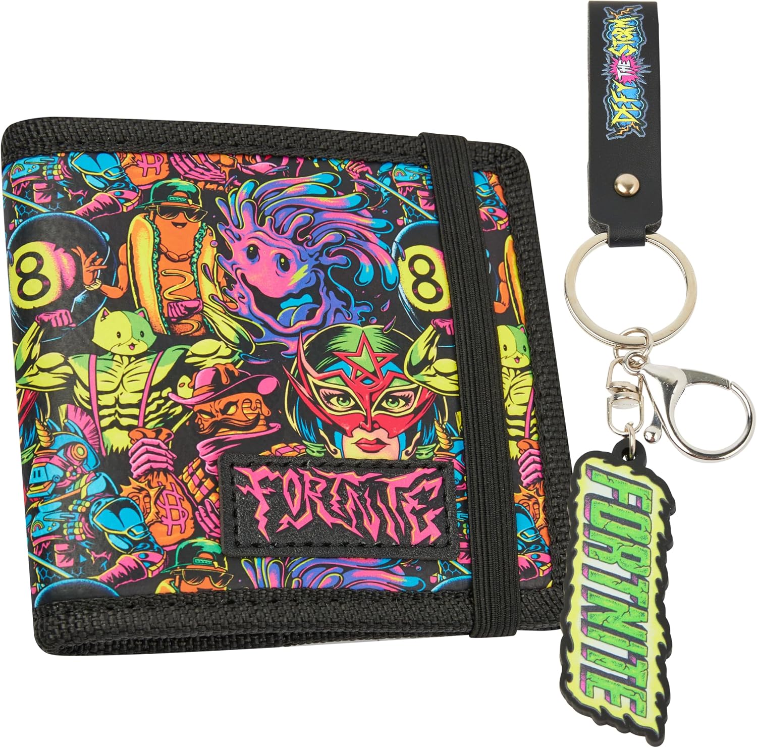 Fortnite Wallet & Keyring Set for Boys & Teens, Wallet with Coin Pocket & Durable Keychain, Stocking Filler & Gaming Gifts Black
