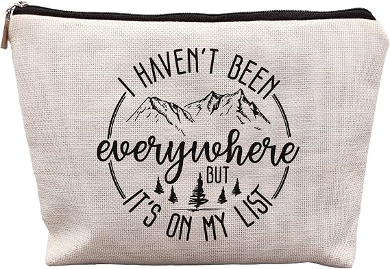 World Traveler Makeup Bag,Travelers Gift,Adventure Makeup Bag,Gifts For Women Who Like To Travel,I Haven't Been Everywhere But It's On My List