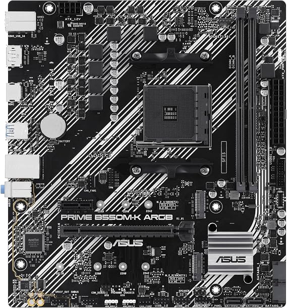 Asus Prime B550M-K ARGB AMD B550 Soket AM4 DDR4 4866 Mhz mATX Gaming (Oyuncu) Anakart