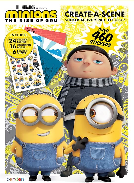 Minions The Rise of Gru Despicable Me 24-Page Create A Scene with Stickers 47655 Bendon Universal Studios DreamWorks