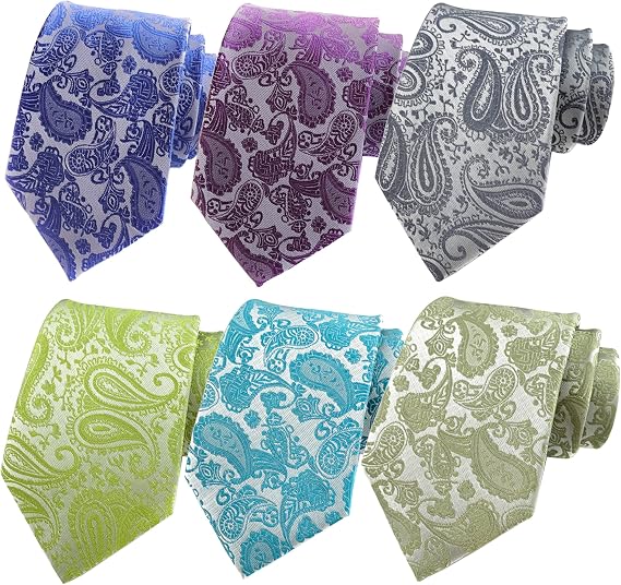 Lot 6 PCS Classic Men's Paisley Silk Tie Necktie Woven JACQUARD Neck Ties