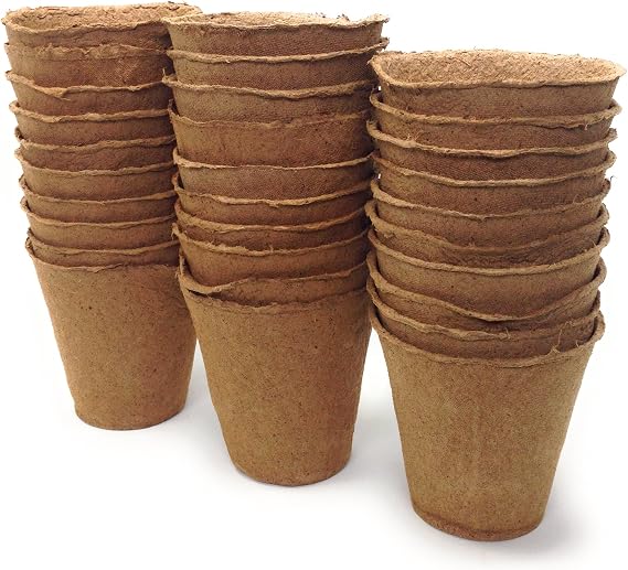 Plant Starter Peat Pots - 30 Pack of 4 Inch Pots for Your Garden, Greenhouse or Nursery - Ideal for Organic Seed Planting & Gardening