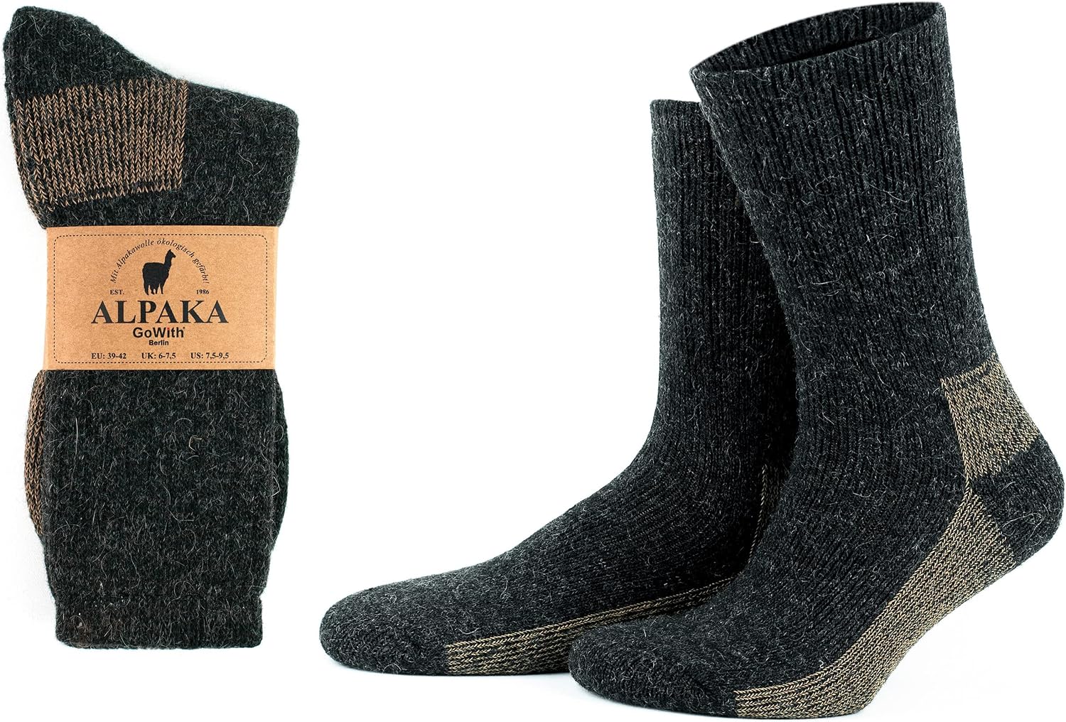 GoWith Alpaca Wool Thermal Thick Full Towel Wash Soft Natural Winter Women Mens Boot Socks 6005-6006