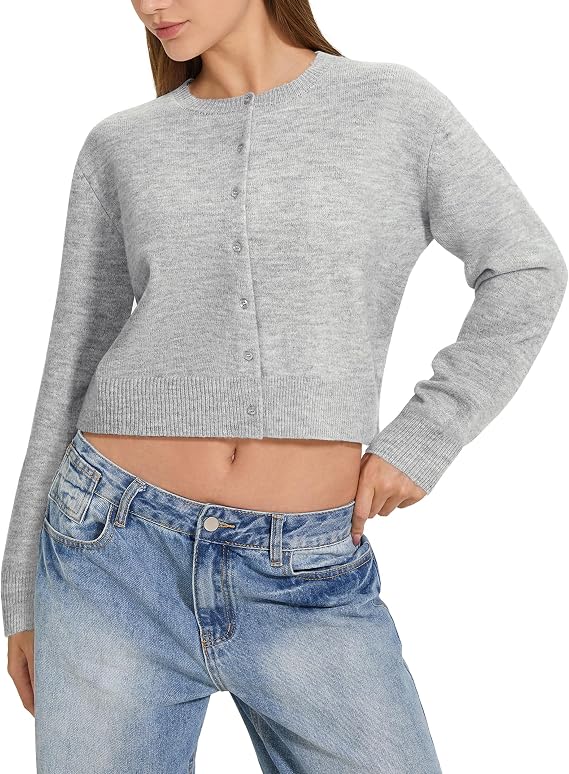 MOOSLOVER Women Cropped Cardigan Sweaters Long Sleeve Button Up Fall Fashion Knit Top Trendy Y2k Outfits