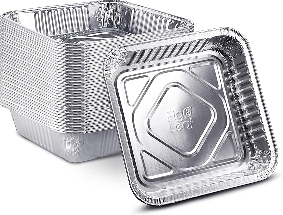 [25 Pack - 8 x 8] Square Baking Cake Pans| Heavy Duty l Disposable Aluminum Foil Tins l Portable Food Containers l Perfect for Roasting Toaster Oven Broiling Cooking