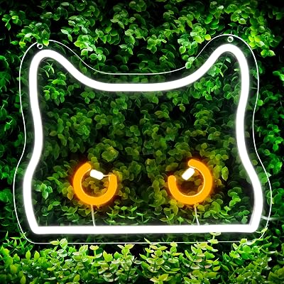 Cat Neon Signs for Wall Decor, Cat Art, Cat Wall Decor, Funny LED Sign, Cute Dimmable Neon Light for Childrens Room Game Room Man Cave Birthday Christmas Decor, 11.81 x 9.57 Inches