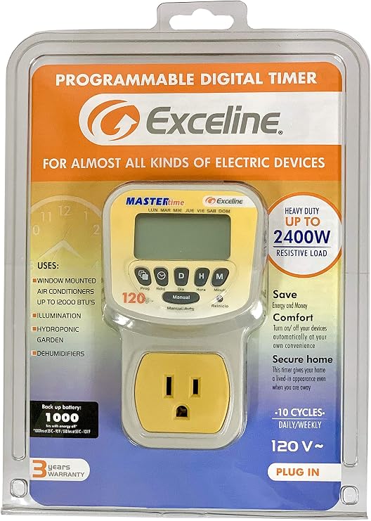 Exceline Programmable Digital Timer - Black or White, 20 Settings
