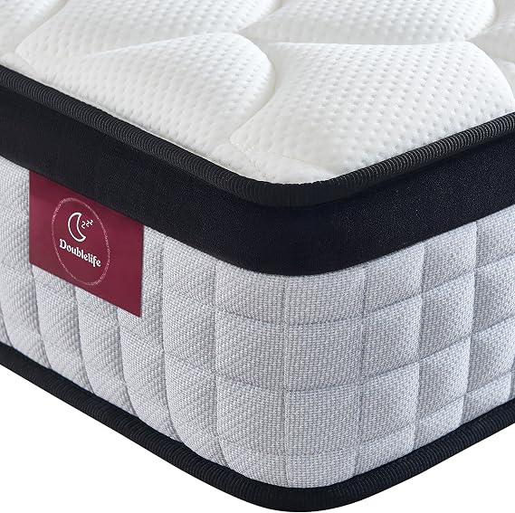 Doublelife King Size Mattress 5FT, 9.85 Inch Gel Memory Foam 9 Zone Orthopedic Mattress, Breathable Foam with Individually Pocket Spring, Motion Isolation, Edge Support(150x200x25cm)