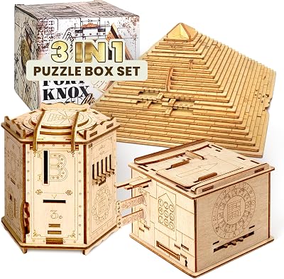 ESC WELT Magic Gifts Set - Brain Teaser Puzzles for Adults & Kids - Puzzle Box with Hidden Compartment - Easter Puzzle Boxes - Escape Room in a Box - Wooden Puzzle Boxes - Puzzle Games