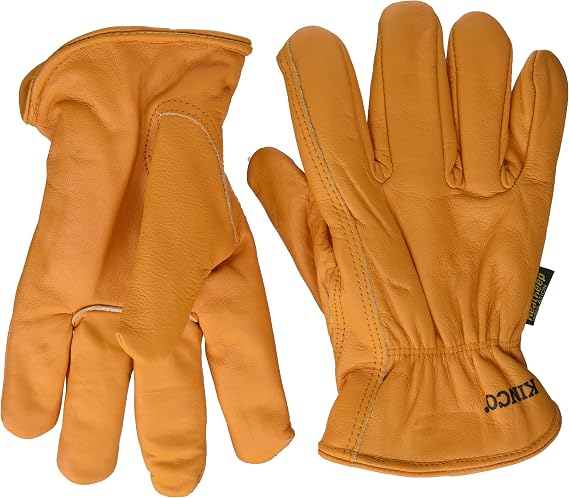 Kinco 0 Lined Grain Buffalo Leather Ranch and Work Glove, Single Pair, Medium, Orange
