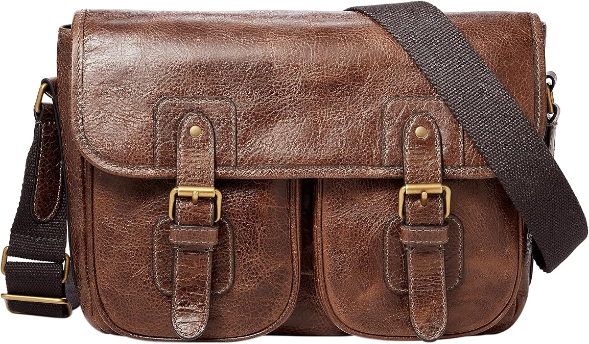 Fossil Leather or Fabric Courier Messenger Bag for Men