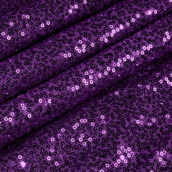 Vonty Sequin Fabric by The Yard - 1 Yard Purple Sequin Fabric, Glitter Fabric Sparkly Shiny Fabric Mesh Mermaid Fabric for Sewing Wedding Dress Tablecloth Party Decorative DIY(48 Inch Wide)