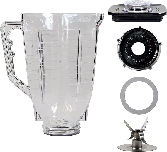 5 Cup Break Resistant Plastic Square Complete Blender Jar Fits Oster