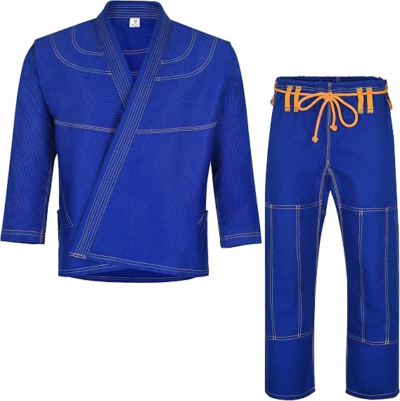 Knockout Fight Gear Brazilian Jiu Jitsu Gi for Men & Women Uniform Kimonos 550 GSM, Preshrunk with Free White Belt