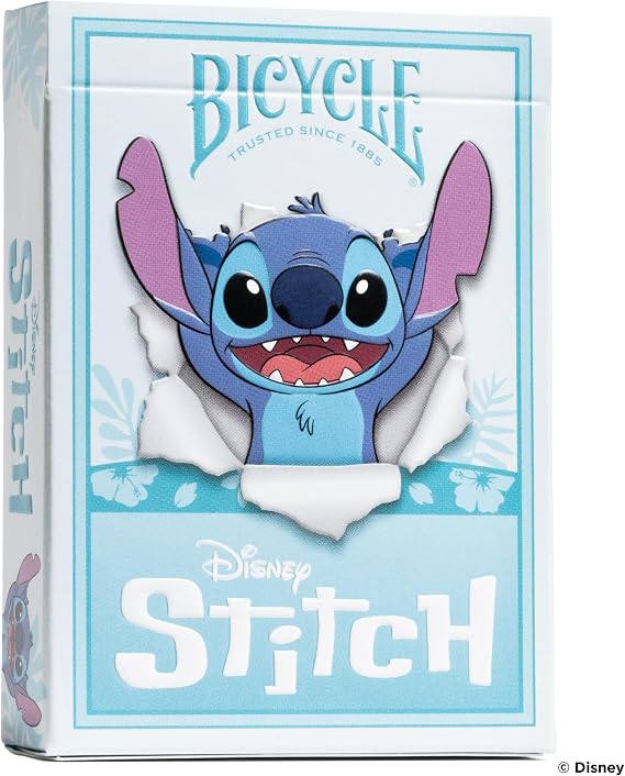 Bicycle Disney Stitch Playing Cards - 1 Deck, Air Cushion Finish, Professional, Superb Handling & Durability, Great Gift For Card Collectors, Blue, Medium