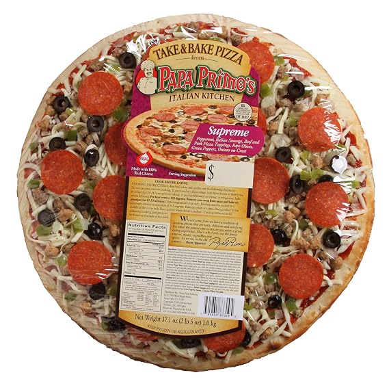 Papas Primos Large Supreme Pizza, 2.3 Pound -- 6 per case.