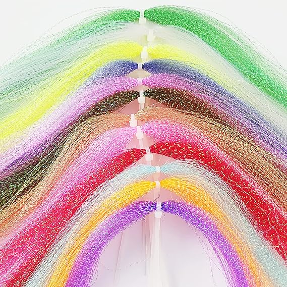 EUPHENG Crystal Flash Combo Kit 12 Colors Fly Tying Material Fishing Lure Making