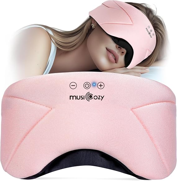 MUSICOZY Bluetooth Sleep Mask Headphones 5.4, Wireless Over-Ear Headphones Washable Zipper Sleep Headphones Mask with HD Stereo Speakers for Side Sleepers Travel & Relaxation, Gifts for Men Women