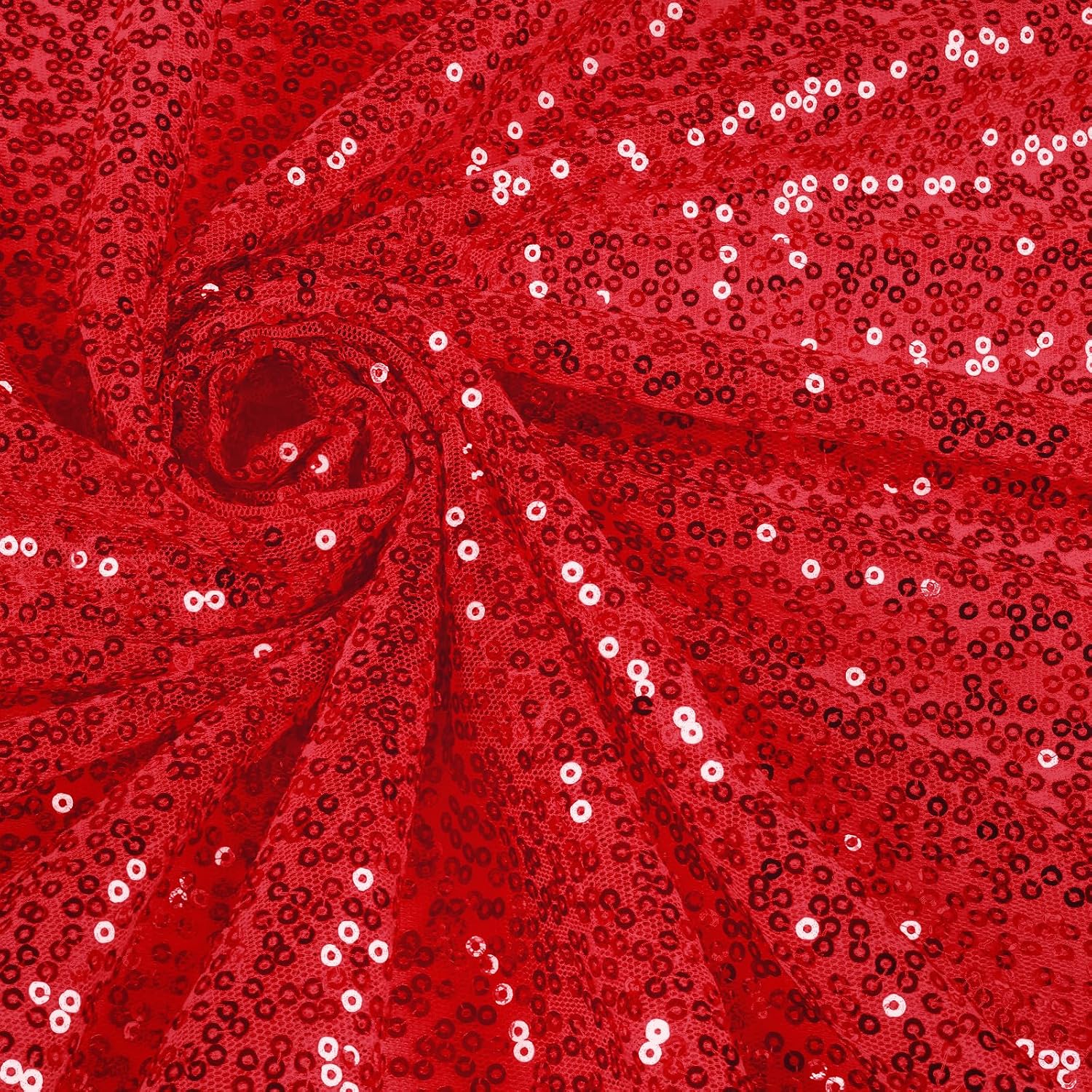 Vonty Sequin Fabric by The Yard - 1 Yard Red Sequin Fabric, Glitter Fabric Sparkly Shiny Fabric Mesh Mermaid Fabric for Sewing Wedding Dress Tablecloth Party Decorative DIY48 Inch Wide