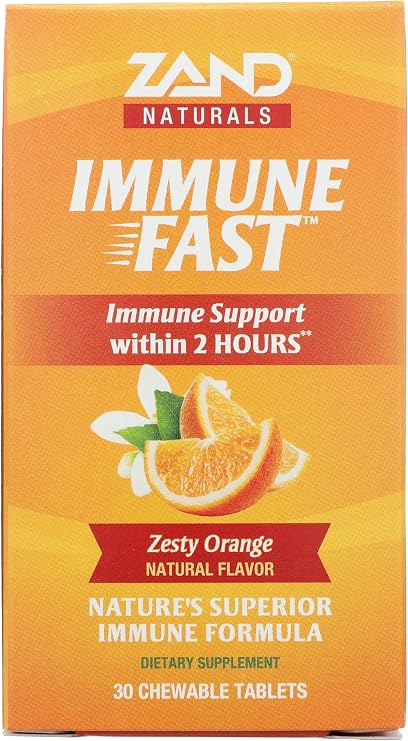 Zand Immune Fast Zesty Orange Chews | Boosts Immune Response & Cell Activity w/EpiCor*, Echinacea, 30 Tablets, 10 Serv.